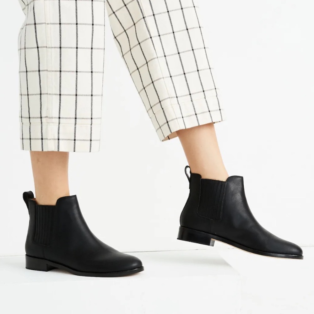 Madewell Black Leather The Ainsley Chelsea Boot Size 8